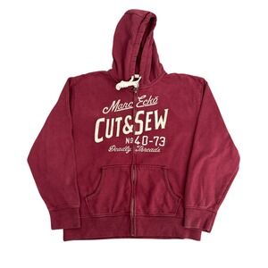 Vintage Y2K Marc Ecko Cut & Sew Hoodie Mens XXL Maroon Zip Up Deadly Threads